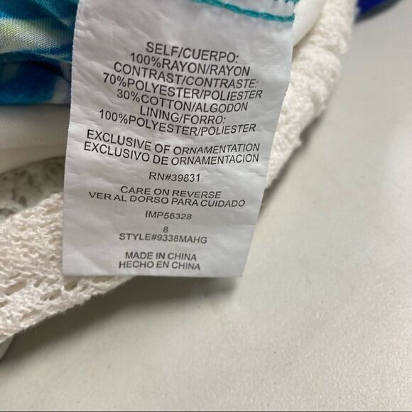 SEQUIN HEARTS Women’s Blue Green  & White Geometric  Dress, Sleeveless Size 8 - Picture 6 of 8